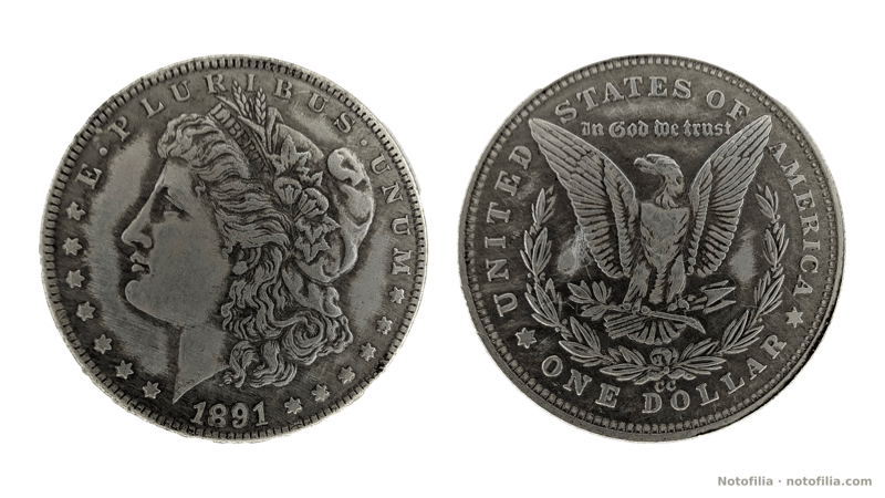 Anverso: busto de la Libertad a la izquierda; LIBERTY; E PLURIBUS UNUM; fecha 1891.
