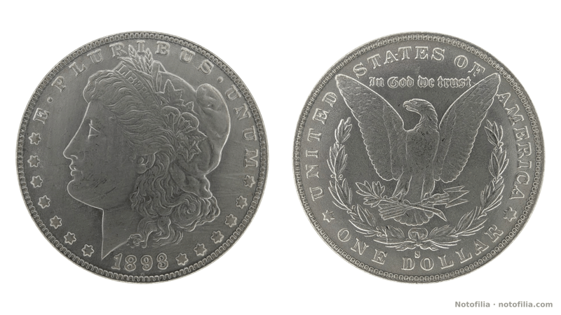 Anverso: Libertad a la izquierda, cinta LIBERTY y fecha 1893.