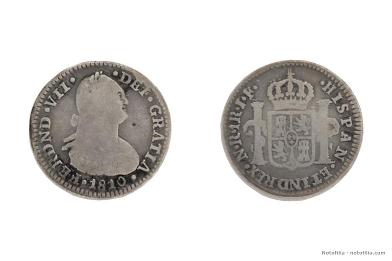 Anverso: busto de Carlos IV a la derecha, leyenda de Fernando VII y fecha 1810.
