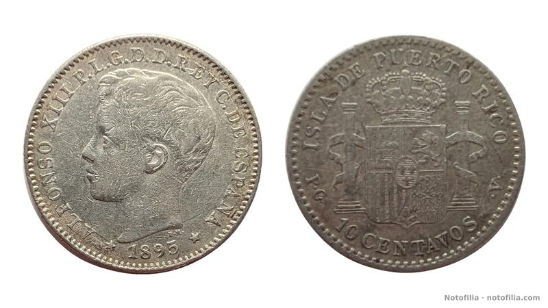 Obverse: bust of the boy Alfonso XIII facing left; ALFONSO XIII P.L.G.D.D. REY C. DE ESPAÑA; the date reads 1895 between stars.