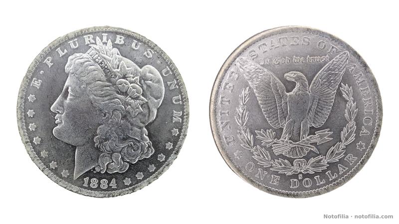 Anverso: Libertad a la izquierda, cinta LIBERTY y fecha 1884.
