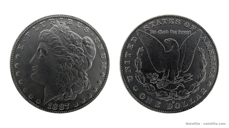 Obverse: Liberty’s bust facing left; LIBERTY; E PLURIBUS UNUM; date 1887.