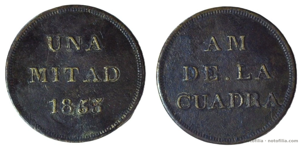 Anverso y reverso, Una Mitad 1855