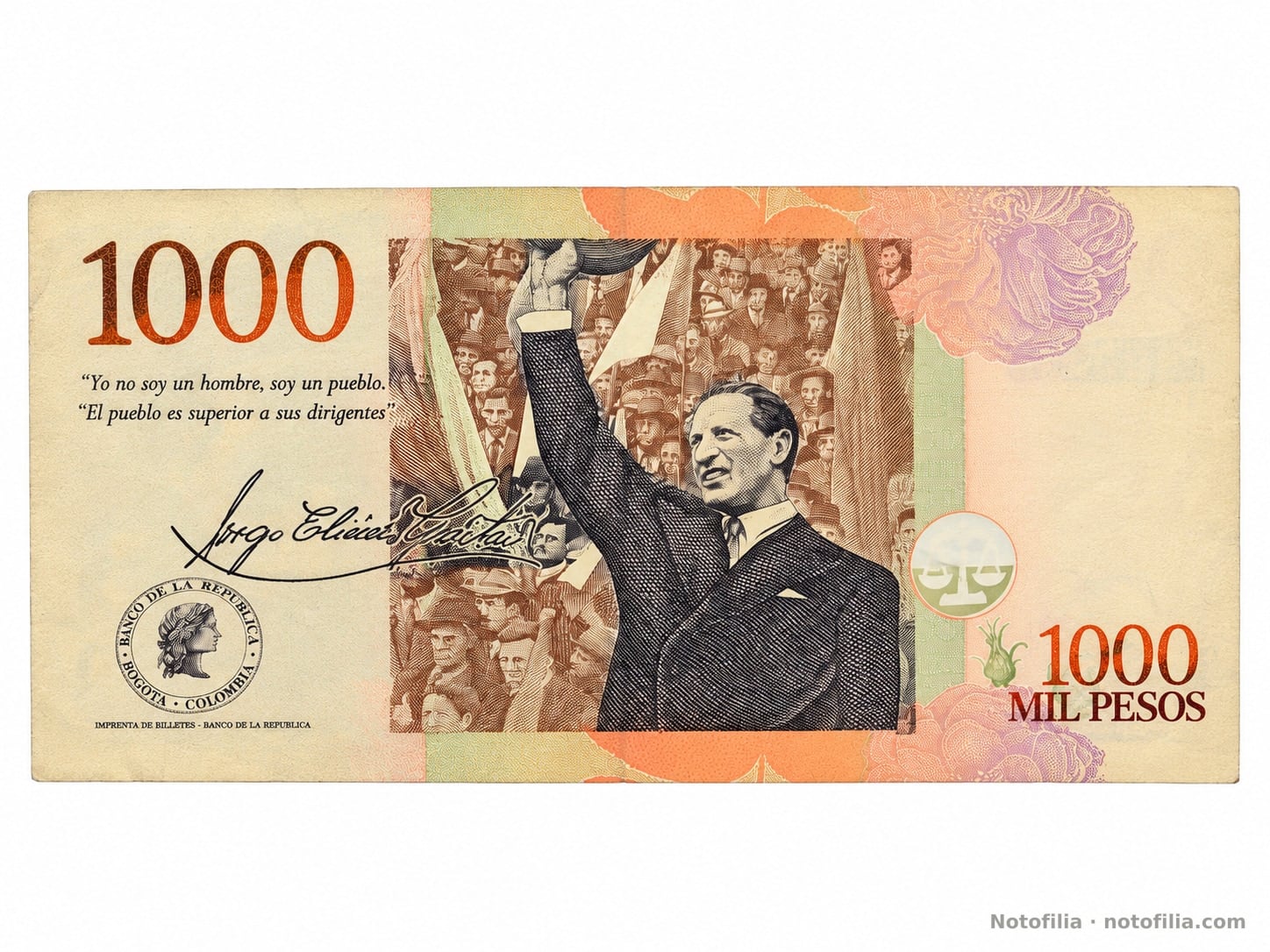 Reverso, 1.000 pesos 2010, serial 42222224