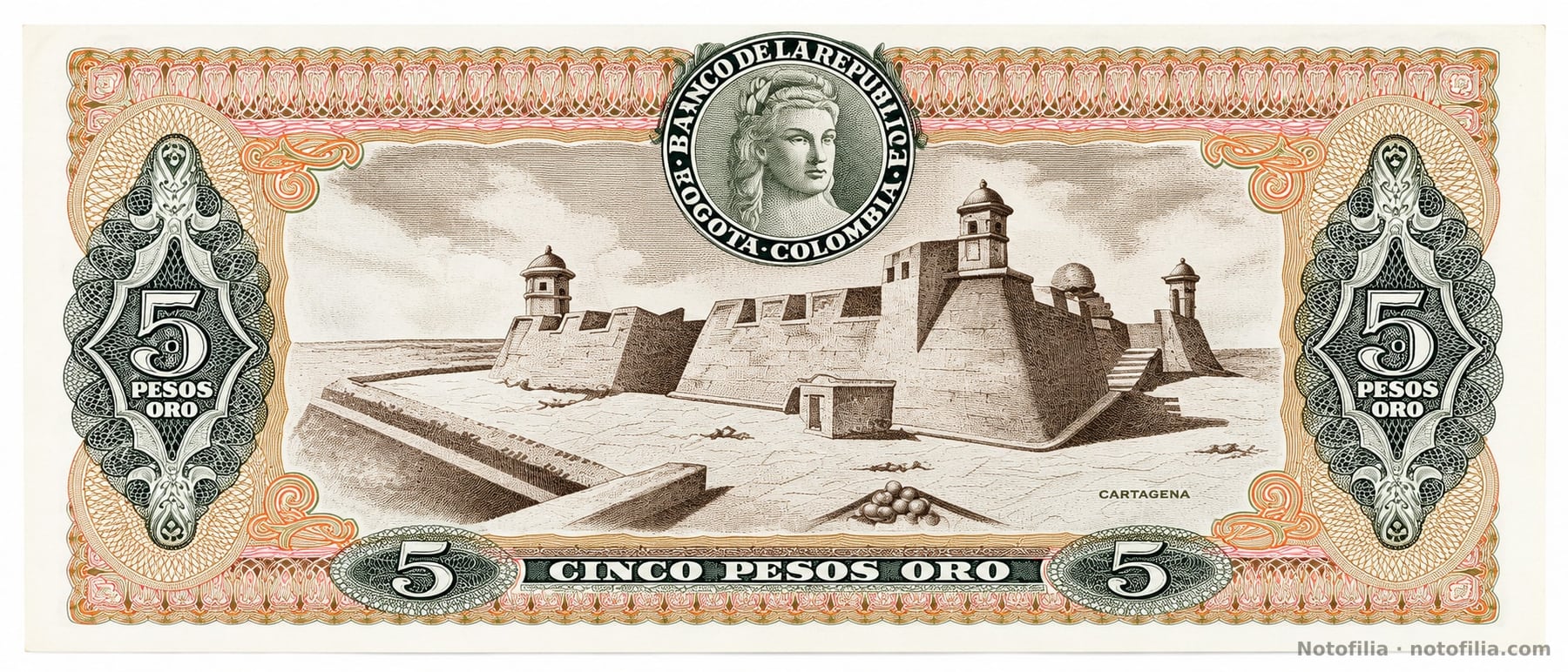 Reverso, 5 pesos oro 1977, serial 00120856