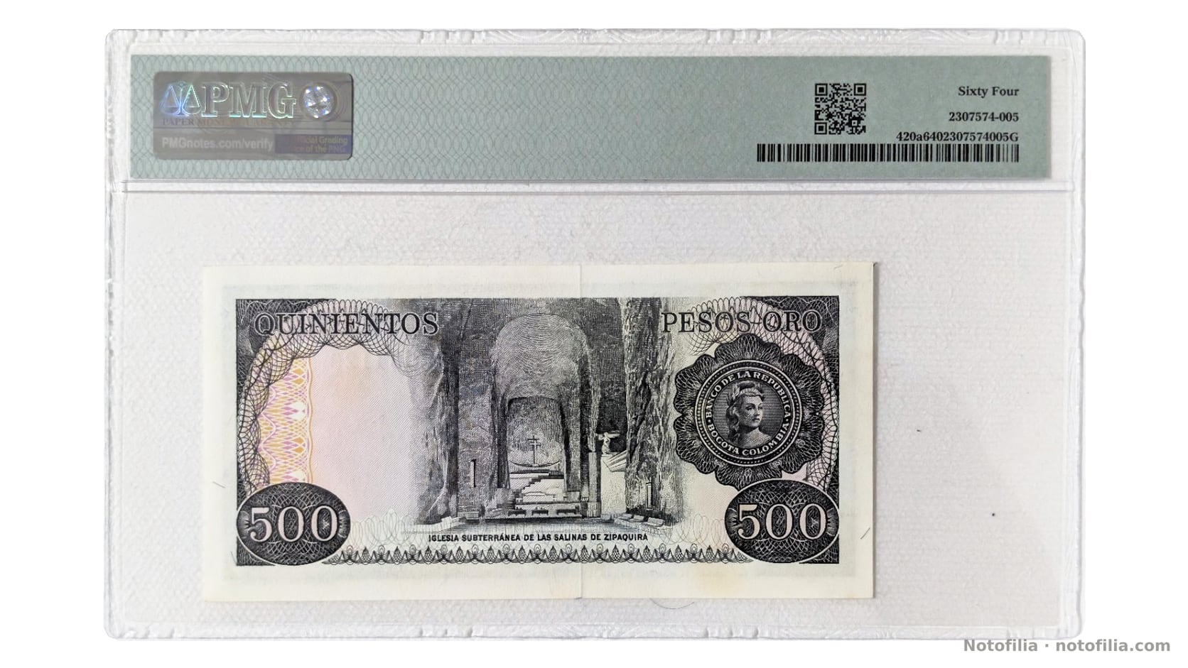Reverso, 500 pesos oro 1977, serial 038064123