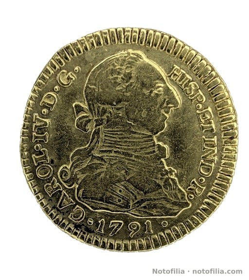 Anverso: busto a la derecha, leyenda con IV y fecha 1791.