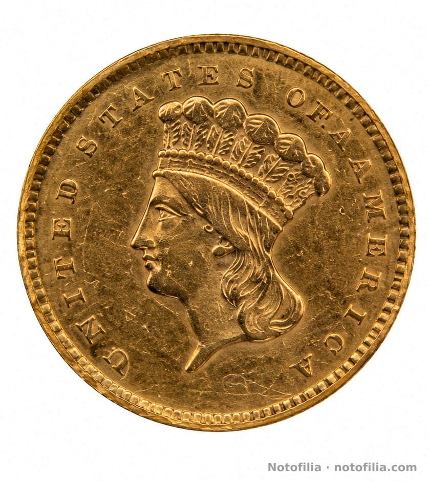 Anverso: cabeza de la Libertad a la izquierda, penacho y cinta LIBERTY; UNITED STATES OF AMERICA. Tipo 3, cabeza grande.