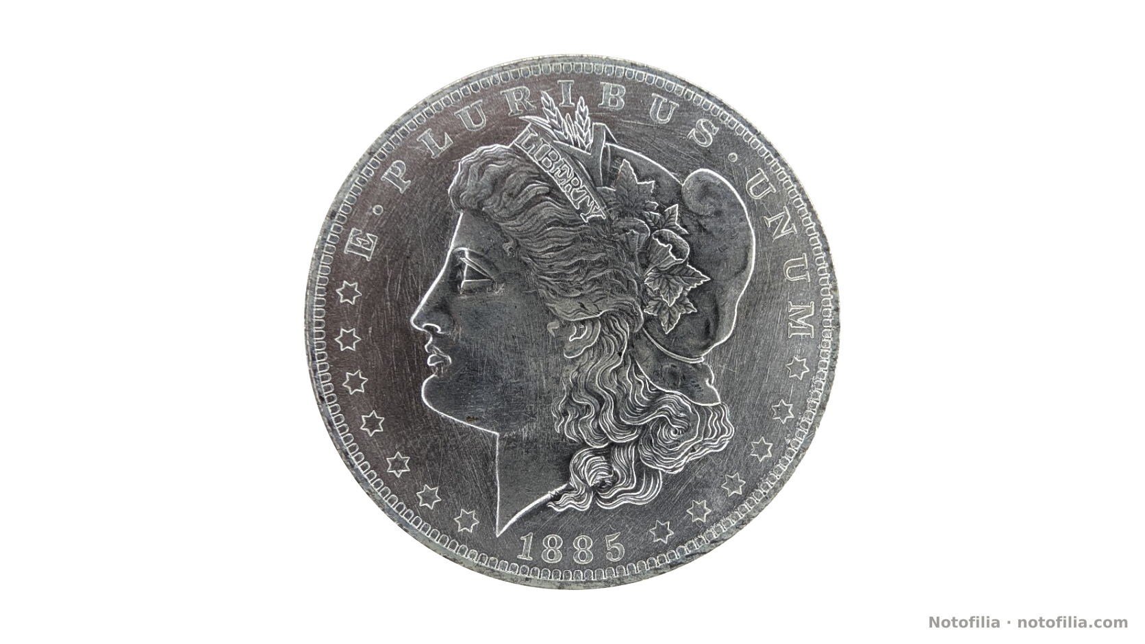 Obverse, Morgan dollar 1885