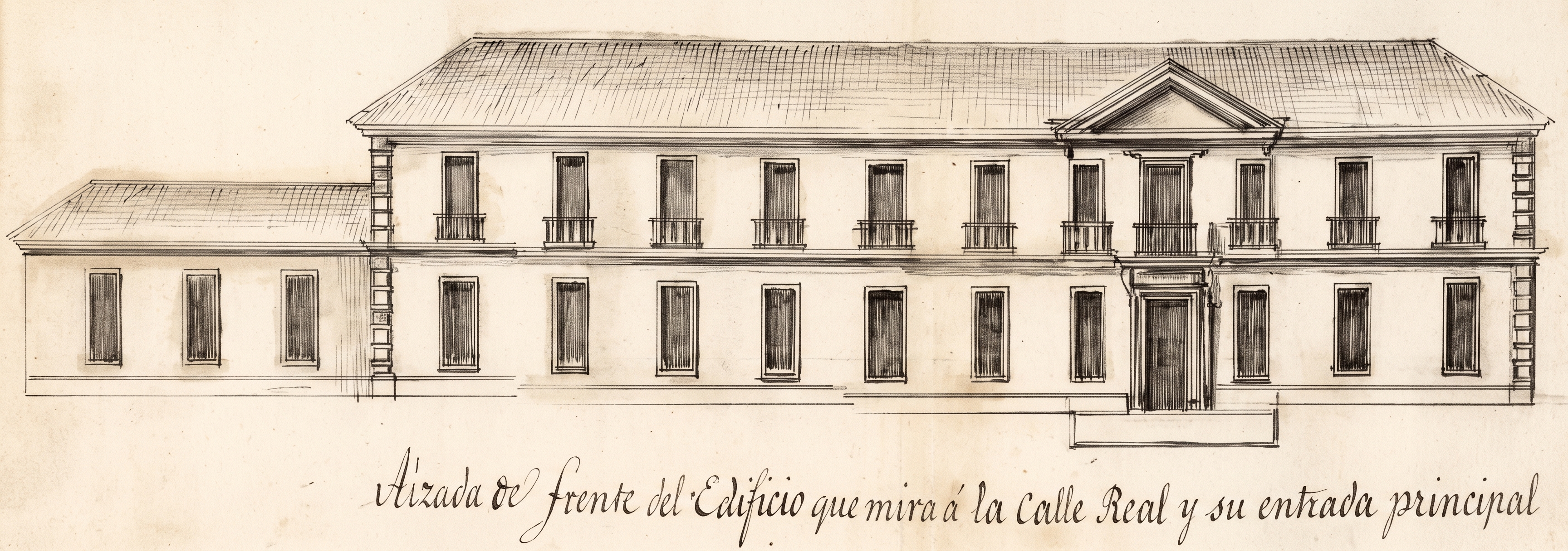 Antigua fachada colonial de la Casa de Moneda de Popayán, con la entrada principal sobre la Calle Real.