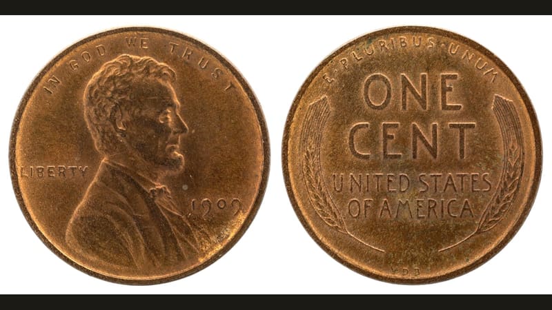 Obverse and reverse of a Lincoln wheat cent: Lincoln’s portrait and two wheat ears