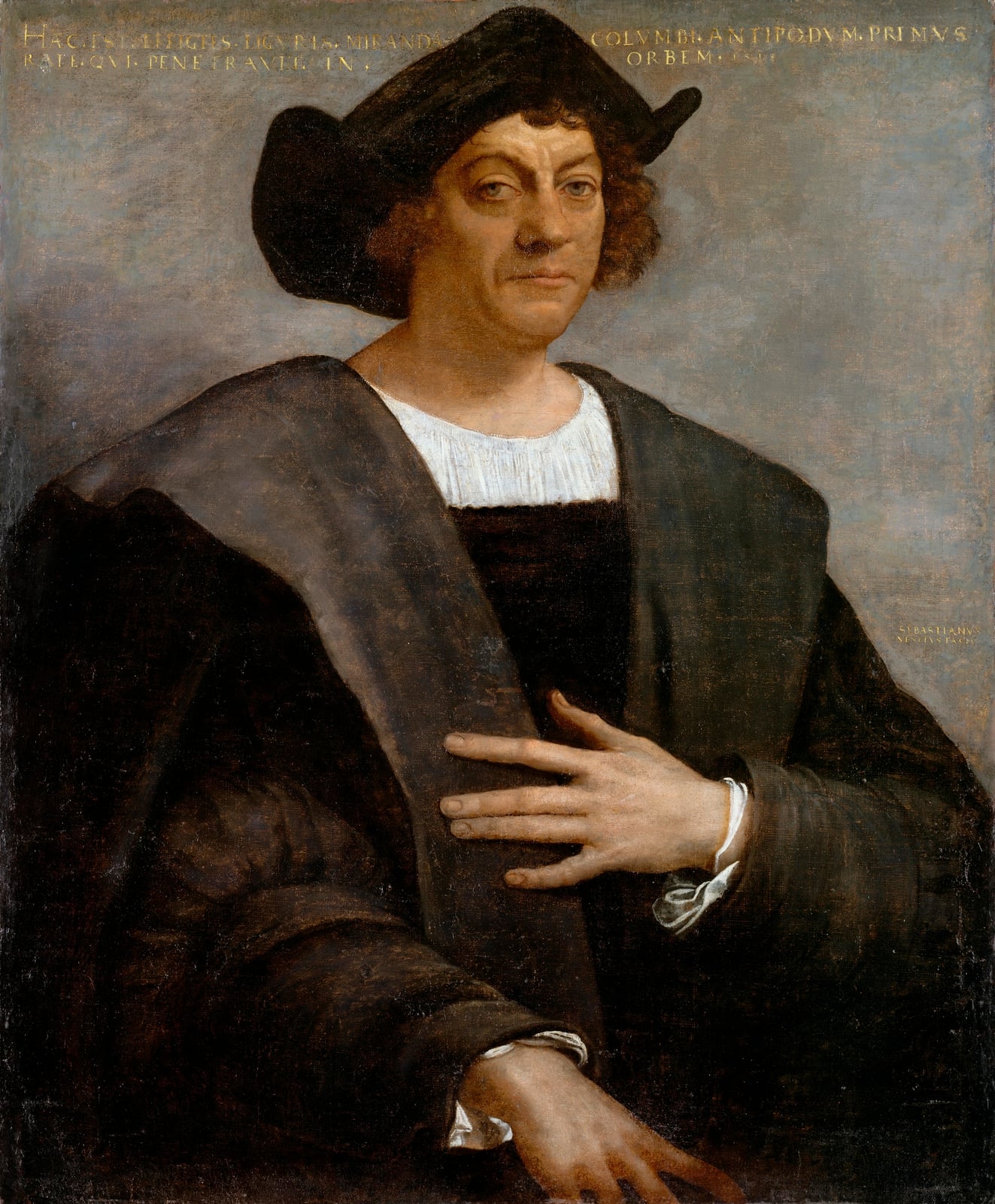 Retrato de un hombre de edad avanzada, atribuido tradicionalmente a Cristóbal Colón, sobre fondo oscuro